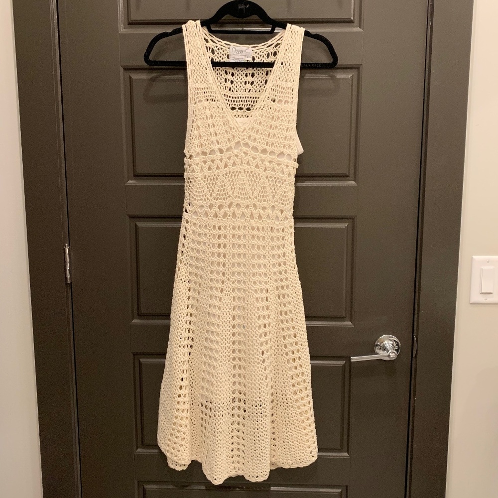Cream Crochet Dress with Lining
